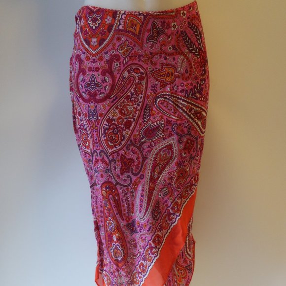 SHARAGANO BORA BORA PAISLEY ASYMMETRIC SKIRT S * - Picture 1 of 7